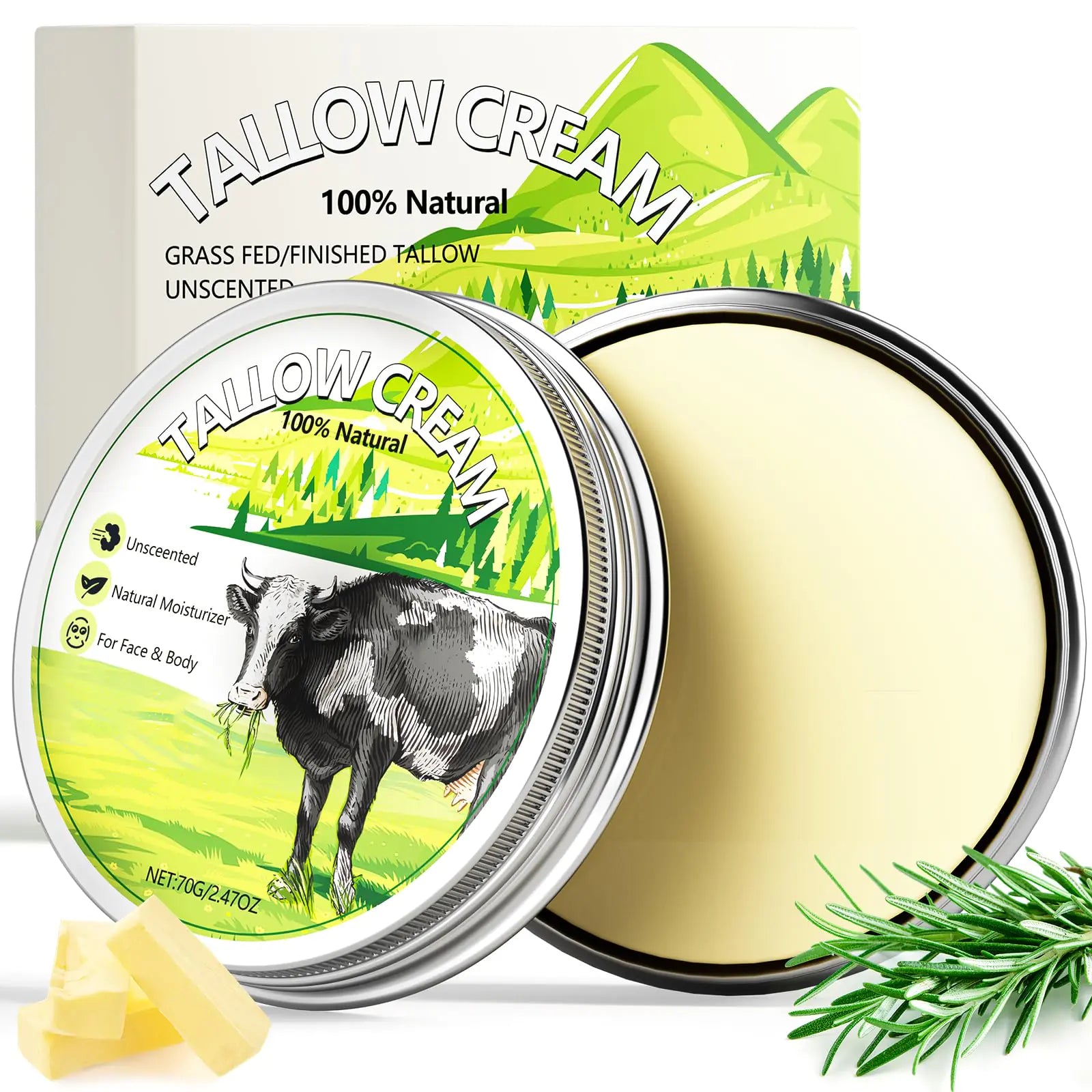 Off Paper Beef Tallow Beef Tallow for Skin Beef Tallow Skincare Cream 100% Grass Fed Beef Tallow for Skin Care Natural Handmade Lotion Whipped Beef Tallow Cream Moisturizer Body Lotion Skin Care - Mind & Body Wellness Shop